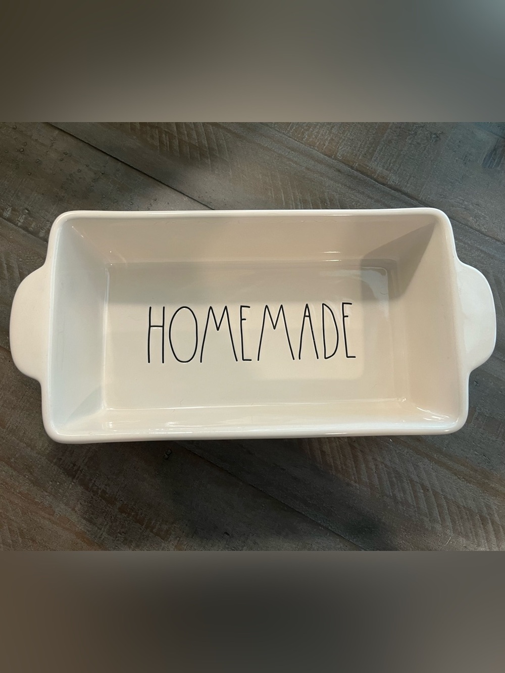 Rae Dunn White Ceramic 'HOMEMADE' Rectangular Loaf Baker